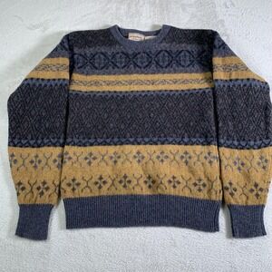 McGregor Sweater Womens Small Gray Shetland Wool Fair Isle Crew Pullover Knit